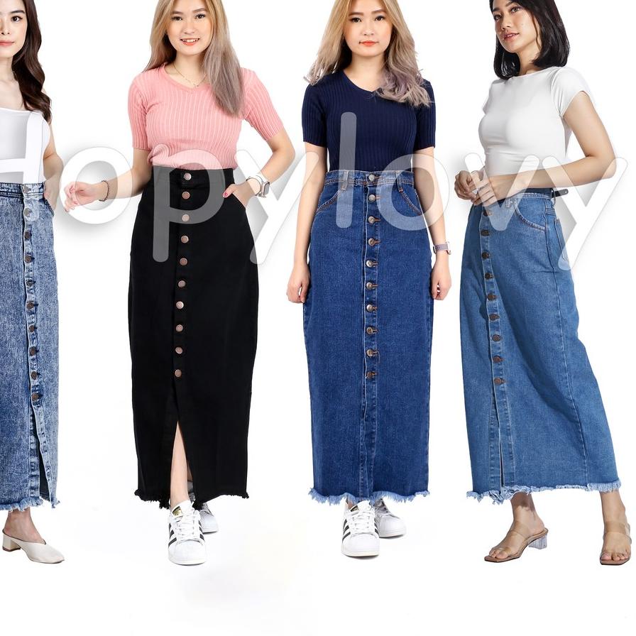 Hôm nay là ngày nay.➾➘ ➠ Chân Váy Jean Dài Xẻ Tà Trước Phối Nút Thời Trang Cho Nữ BDF