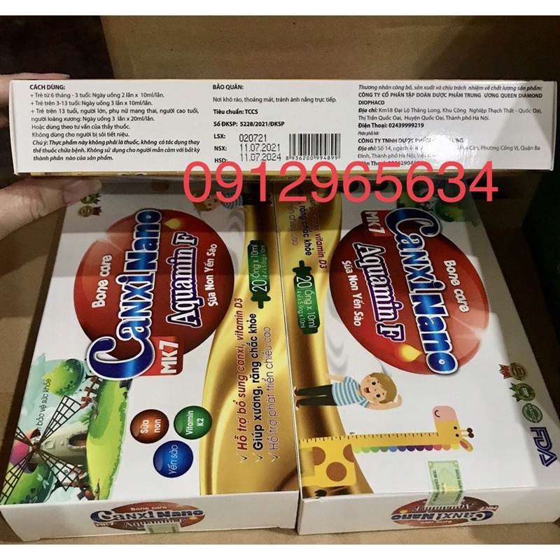 Canxi Nano giúp bổ sung Canxi, vitamin d3 giúp chắc xương, răng khoẻ cho bé, hạn chế loãng xương cho người lớn 20 ống