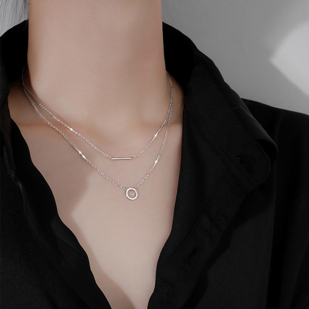 Vòng Cổ Choker Hai Lớp Mặt Tròn Đơn Giản Thời Trang