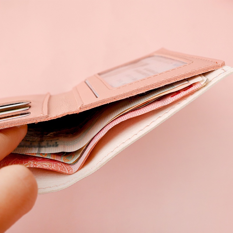 Ví Da PU Gập Ba Dạng Gập In Hình Gấu Hoạt Hình Dễ Thương