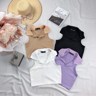 Áo croptop ba lỗ cổ bẻ Siêu đẹp (UN) 🤩