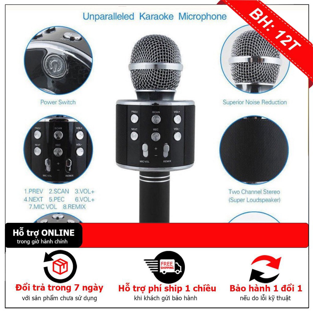 [ HÀNG CHẤT LƯỢNG] Micro ws858 karaoke kiêm loa trợ giảng 3 trong 1 - Giá tốt nhất miền nam