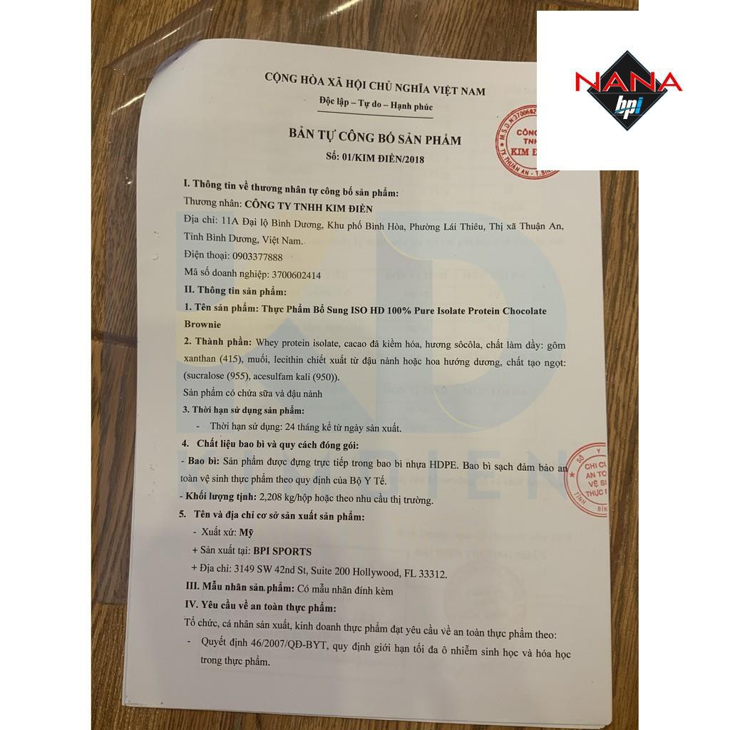 ISO HD 100% PURE ISOLATE PROTEIN - SỮA WHEY HỖ TRỢ TĂNG CƠ BẮP BPI