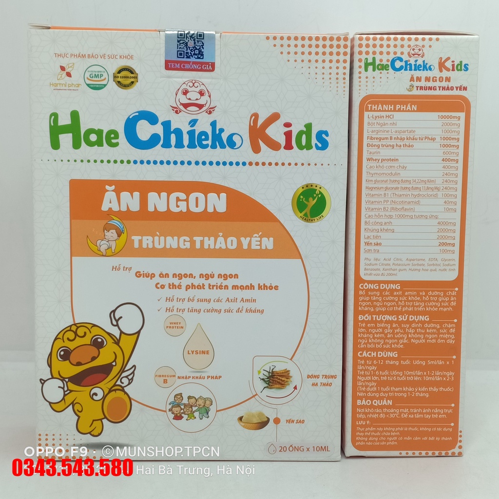 Hae Chieko Kids ăn ngon trùng thảo yến hộp 20 ống