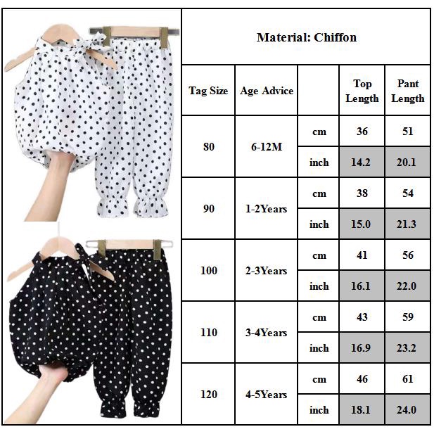 Set Áo Quần Chiffon Chấm Bi Dễ Thương Cho Bé Gái Quần áo Trẻ Em Bé Gái Bộ Quần áo Mùa Hè Trẻ Em