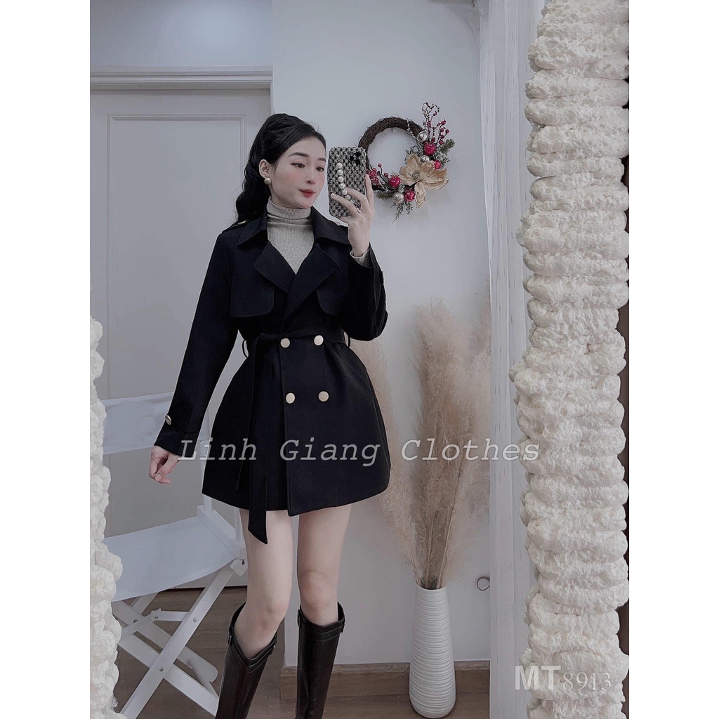 Áo khoác mangto nữ kèm đai chất kaki 2 LỚP phong cách ulzzang - áo blazer nữ trơn bassic sang chảnh 2022,TONGKHOQUANAO
