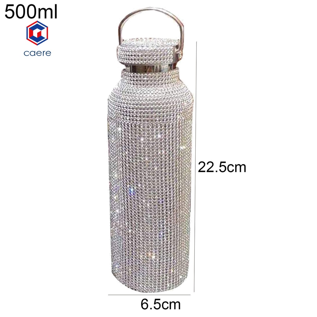 Bình Nước Giữ Nhiệt Họa Tiết Đính Đá Chất Liệu Thép Không Gỉ
