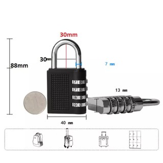 Ổ KHOÁ VALI INOX 4 SỐ KÍCH THƯỚC 4*7.5 CM