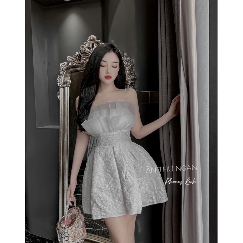 FREE SHIP ĐẦM XỐP DẬP TƠ HAI DÂY PHỐI CƯỜM HÀNG THIẾT KẾ XINH LUNG LINH DỰ TIỆC NÓNG BỎNG PU