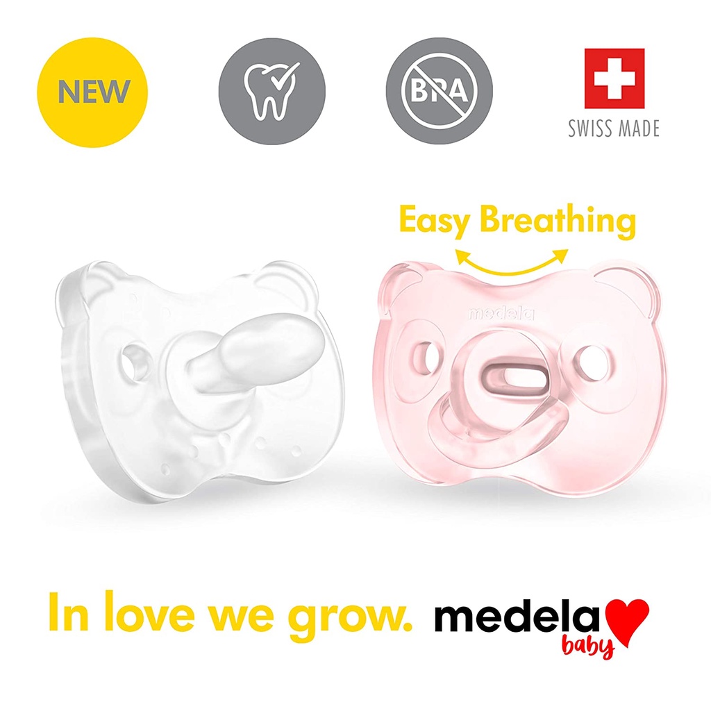 Ty ngậm | Medela Baby Pacifier Soft Silicon 0 - 6 tháng, Có hộp đựng tiệt trùng, Silicone mềm, Không chứa BPA