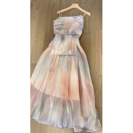 JaneQ Đầm voan tiểu thư Cầu vồng