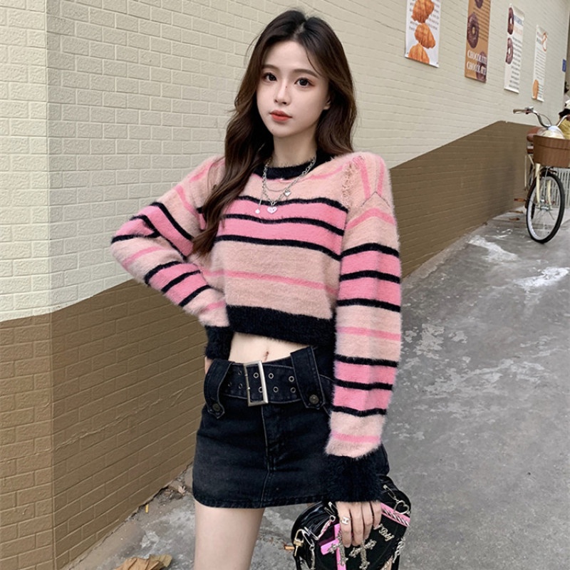 Áo Sweater Tay Dài Kẻ Sọc Thời Trang Cá Tính Trẻ Trung