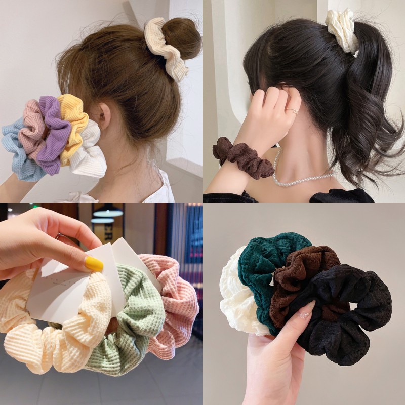 Dây Buộc Tóc Đuôi Ngựa Màu Đen Trơn Đơn Giản Phong Cách Hàn Quốc Cho Nữ