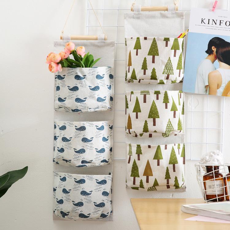 Túi Vải Treo Tường Đựng Điện Thoại 3 Ngăn Tiện Lợi