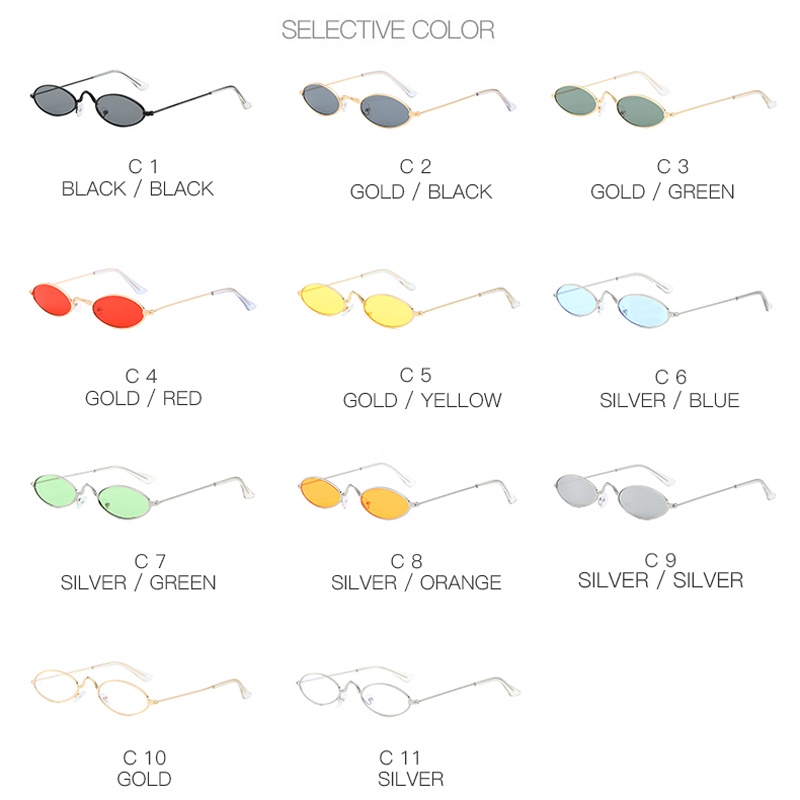 Kính Mát Gọng Kim Loại Hình Oval Thời Trang Cho Nữ