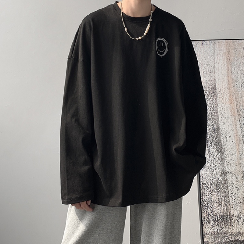 Áo thun nam size M-5XL tay dài dáng rộng thời trang mùa đông phong cách Hàn Quốc