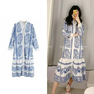 Hàng Mới Về Đầm Sơ Mi Dài Đến Mắt Cá Chân Phong Cách Âu Mỹ Thời Trang Mùa Xuân Mới Cho Nữ