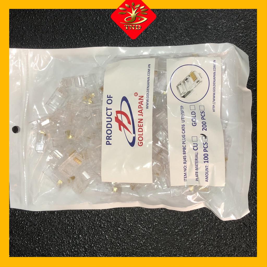 Hạt mạng Rj45 Golden japan túi 100 hạt tốt ARIGATO Đảm Bảo Chất Lượng.HMGJ