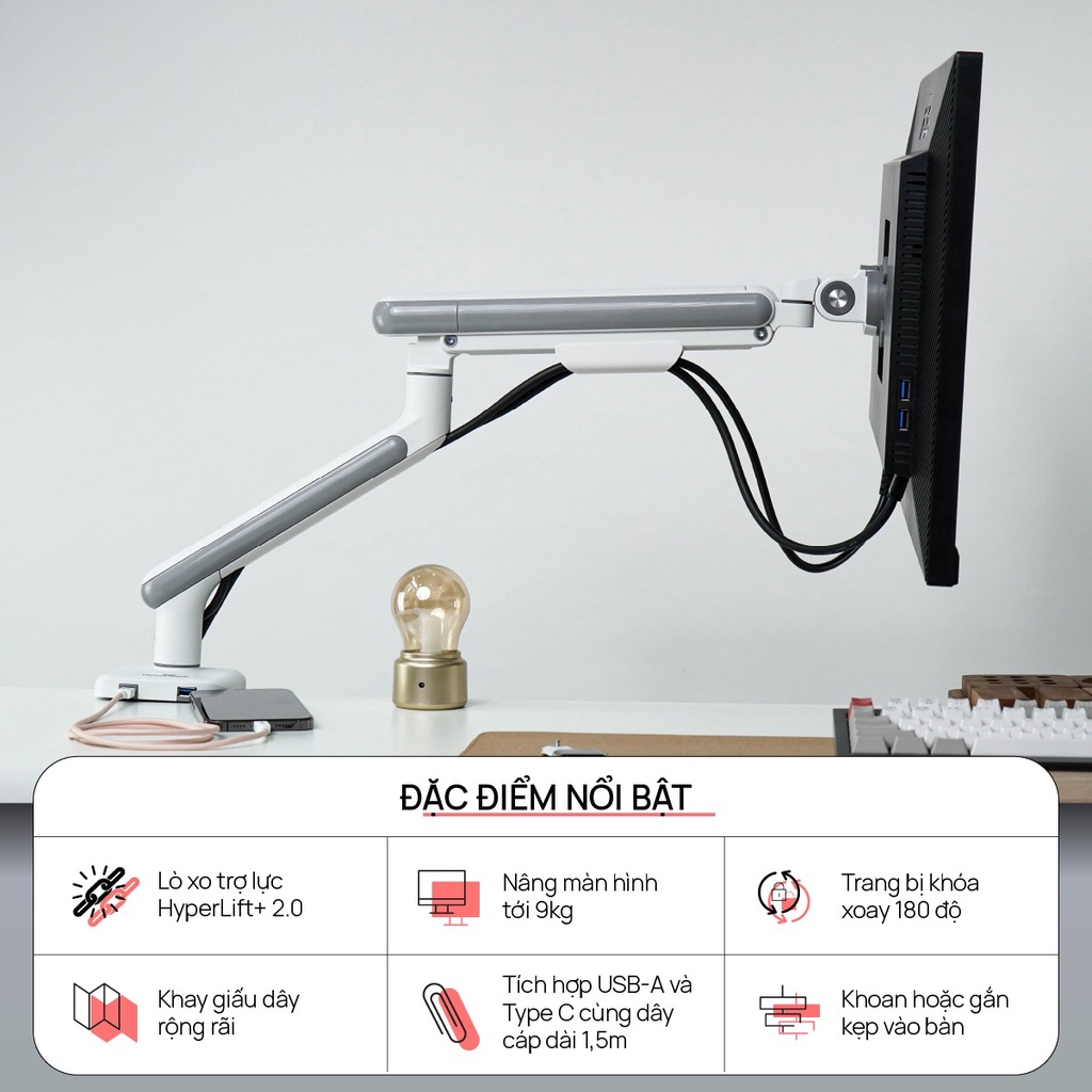 Giá Đỡ Màn Hình HyperWork A1C - Hàng Chính Hãng