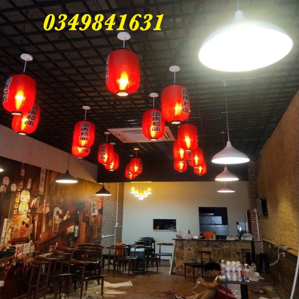 Combo 50 đèn lồng vải trụ in chữ Hán 50cm trang trí nhà hàng, sự kiện, lễ hội