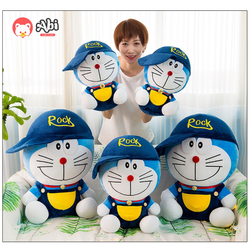 Gấu bông Doraemon đội mũ chất liệu vải nhung Hàn Quốc đáng yêu ngộ nghĩnh