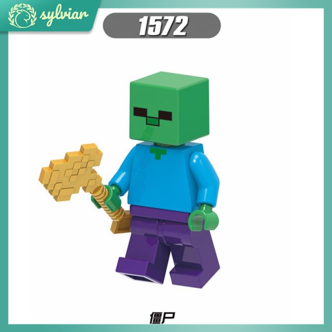 [sylviar] Đồ Chơi Mô Hình Lego Minecraft Steve Alex Zombie Iron Golem Enderman Diy