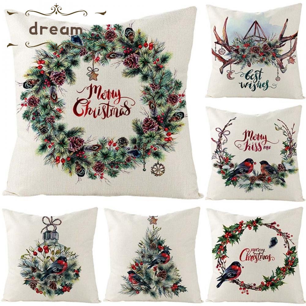 【DREAMLIFE】18 Christmas Cushion Cover Pillow Case Cotton Linen Xmas Sofa Throw Decor - New