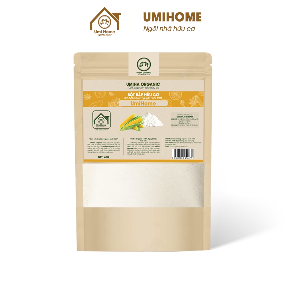 Tinh bột Bắp nguyên chất UMIHOME 40g đắp mặt dưỡng trắng da, loại bỏ tế bào chết