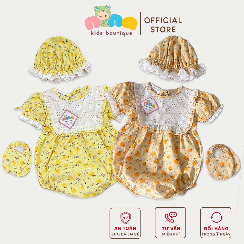 Bodysuit cho bé Nina Kids Boutique Body sơ sinh bé gái 0 24 tháng Kèm nón và giày vải