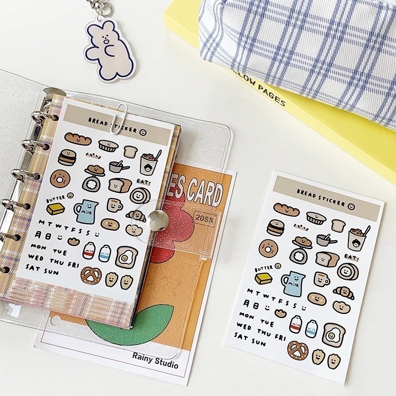 Sticker dán trang trí điện thoại hình bánh mì mini xinh xắn