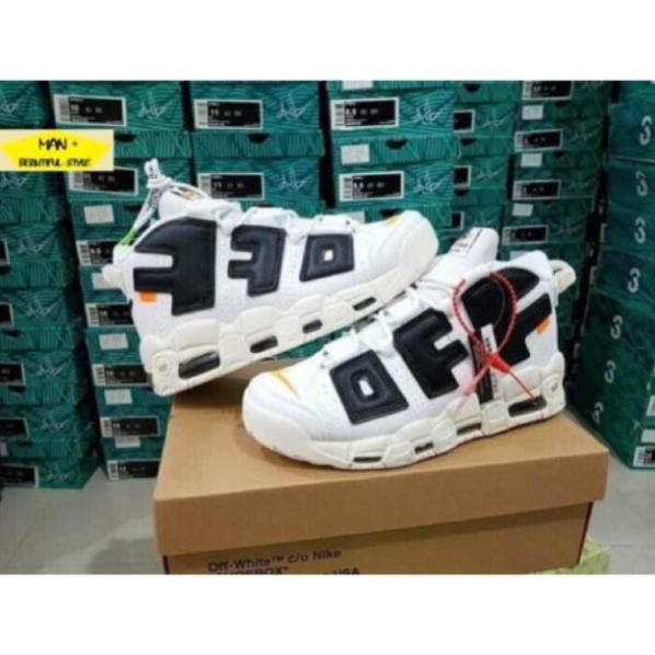 Sales (Full box) Giày thể thao AIR MORE UPTEMPO OFF WHITE trắng chữ đen ✔️ 2020 💎 [ Real ] . * ¹