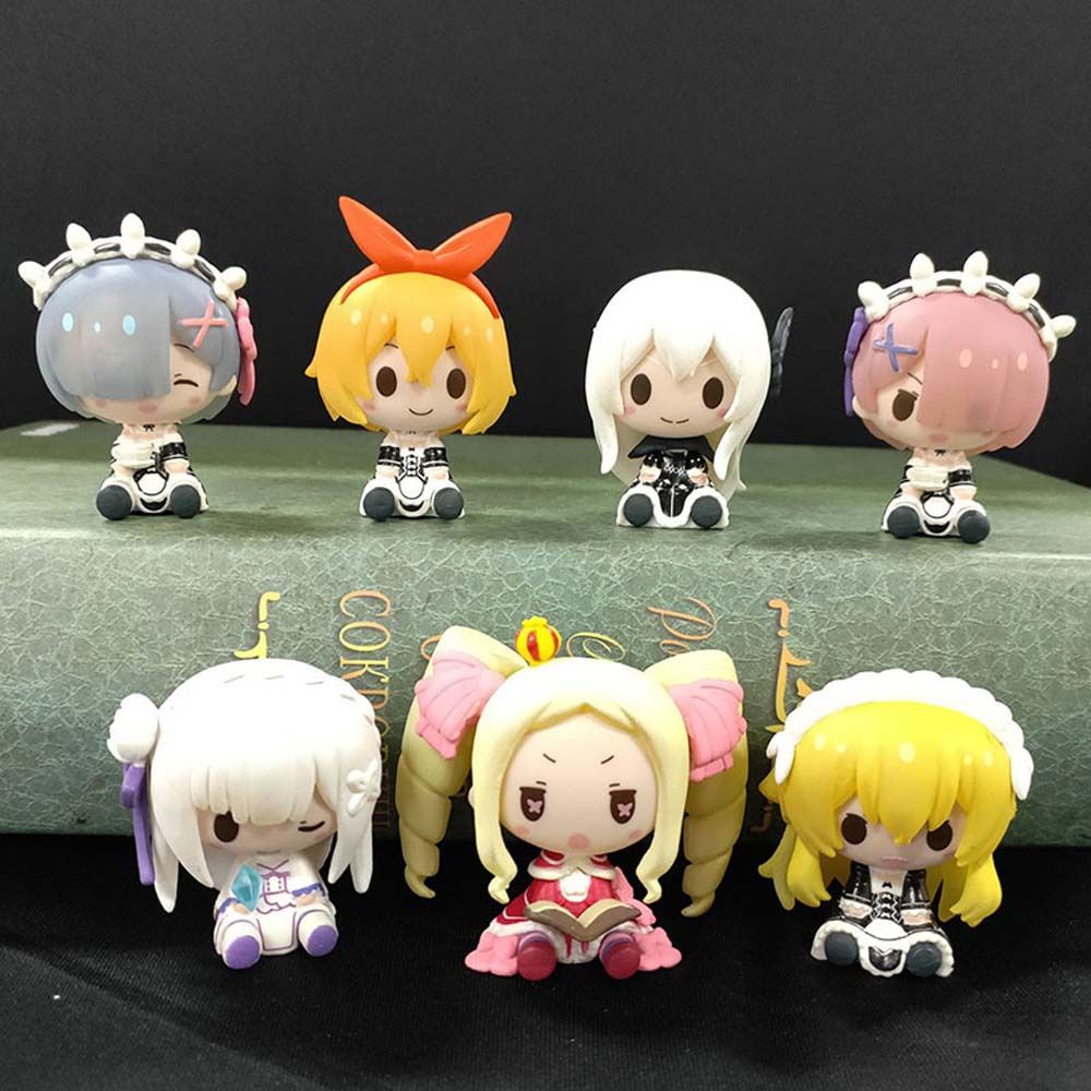 Set 7 Mô Hình Nhân Vật Emilia Rem Anime Re: Zero Dễ Thương Dùng Trang Trí