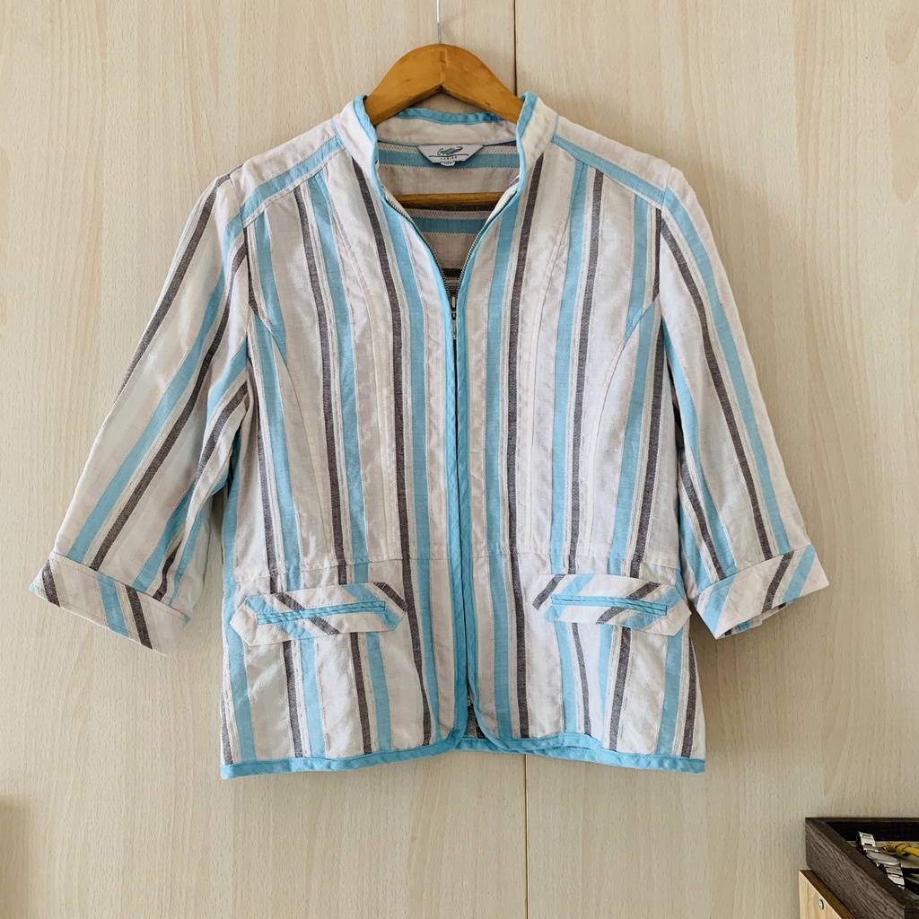 Áo khoác sọc tay lỡ hiệu Crocodile Ladies