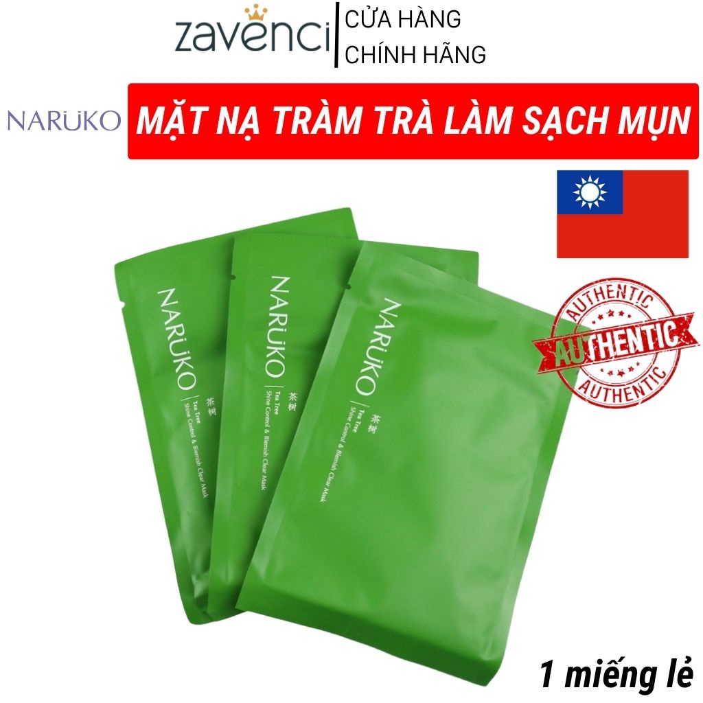 Mặt nạ NARUKO Tràm Trà Làm Sạch Mụn Bản Nội Địa Đài Loan (lẻ-1 miếng)