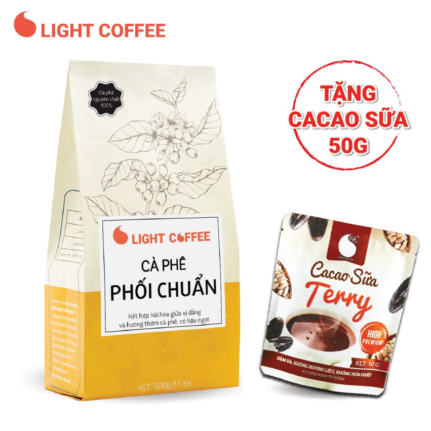 Cà phê hạt nguyên chất 100% - Phối chuẩn 500gr - Light Coffee - Ca fe nội địa giá rẻ