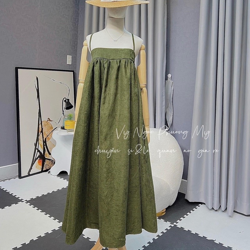 ĐẦM MAXI SUÔN 2 DÂY MẶC ĐI BIỂN DẠO PHỐ CHẤT NHUNG