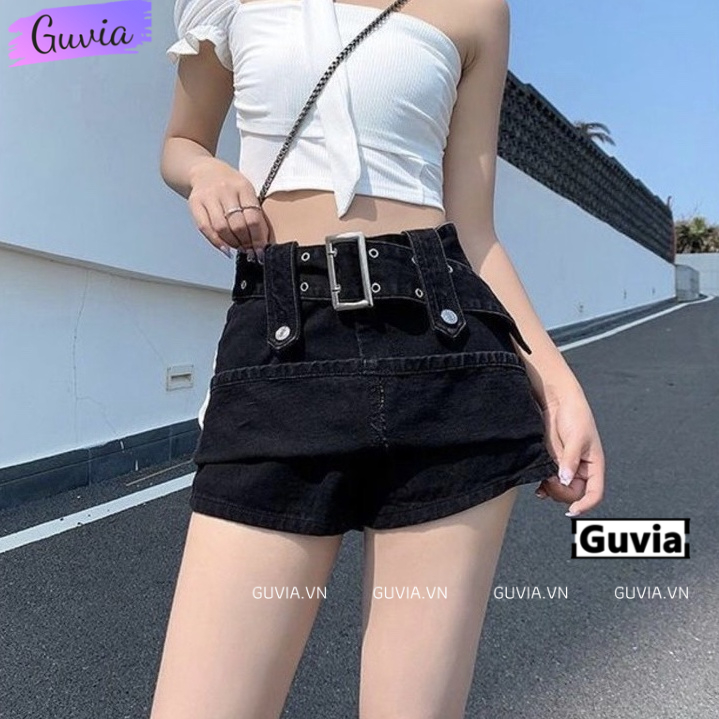 Chân Váy CHỮ A KÈM THẮT LƯNG Nữ Kiểu Ôm Body Kaki, Chân Váy Có Lót Trong Lưng Cạp Cao GUVIA CV11