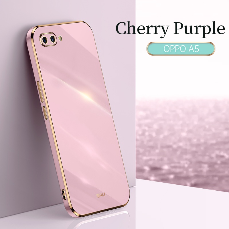 Ốp OPPO A3S A12E A54 A15 A12 A5S A9 A5 2020 F9 A53 A31 2020 Reno 2Z 2F 3 5 case Vỏ điện thoại silicon mạ điện sang trọng