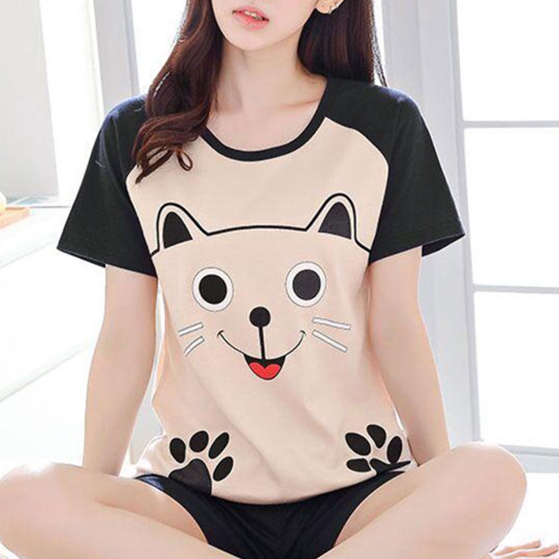 Set đồ ngủ ngắn in họa tiết dễ thương cho nữ