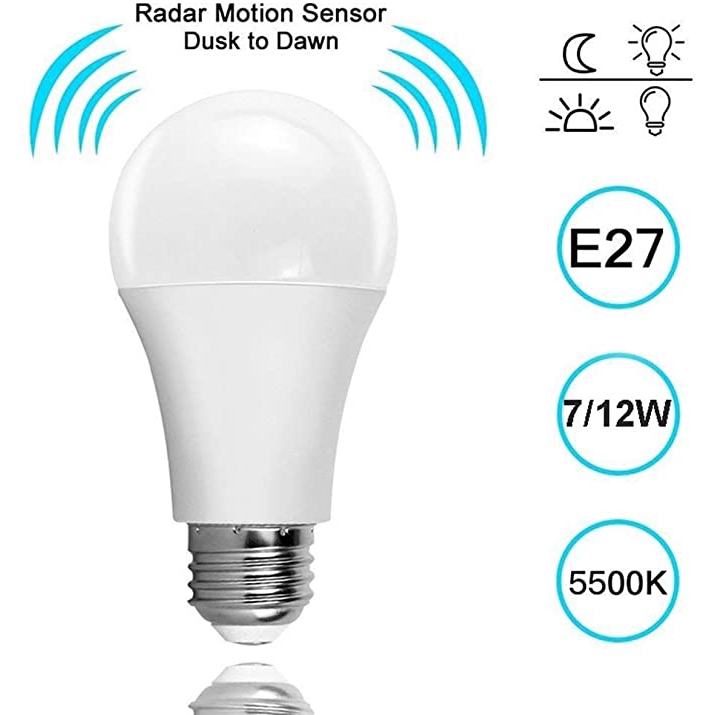 Bóng đèn LED cảm biến chuyển động thông minh E27 tự động tắt/ mở dùng ngoài trời tiện dụng