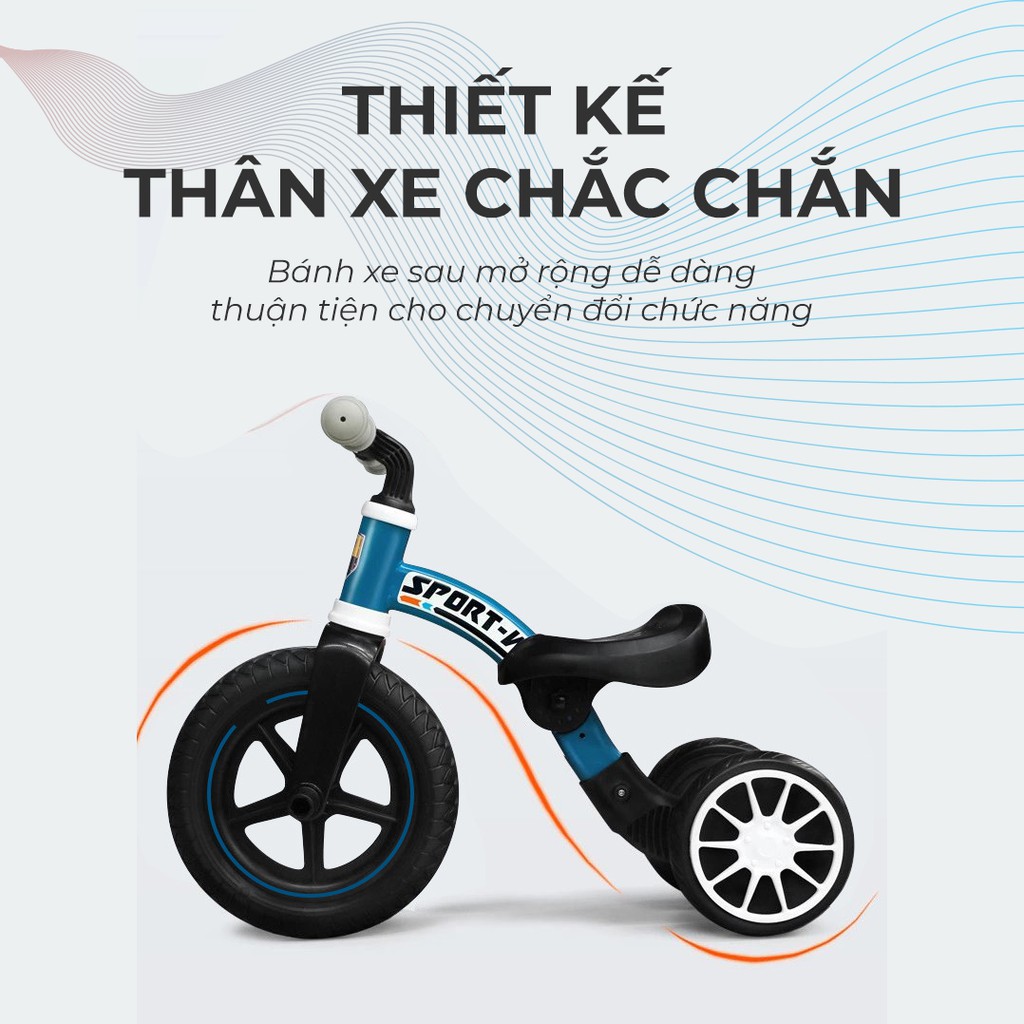 Xe chòi chân cho bé Tricky Bunny đa năng có thể điều chỉnh yên xe và bánh xe sau, giữ thăng bằng tốt