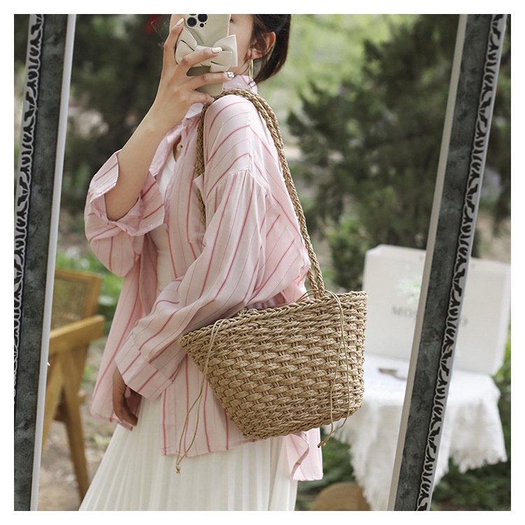 Túi cói đeo vai đi biển - đan kiểu sole - phong cách Vintage thanh lịch