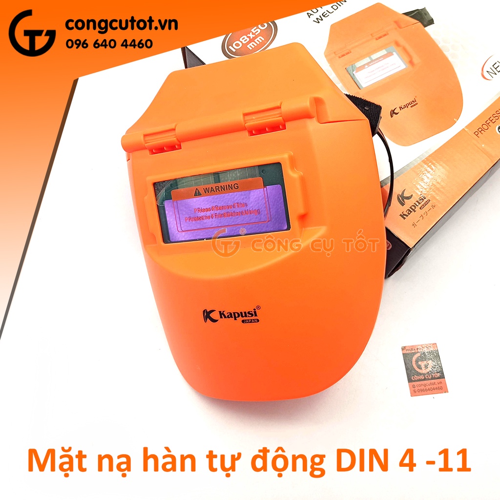 Mặt nạ hàn điện tử chỉnh số tự động 4 đến 11 có pin mặt trời Kapusi