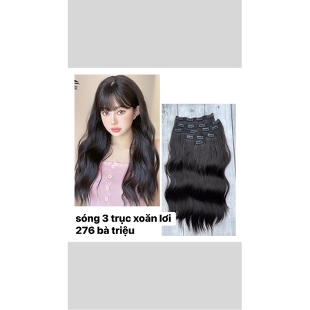 Tóc giả kẹp 9 mảnh dáng xoăn sóng 3 trục , sóng nước Hàn❤️