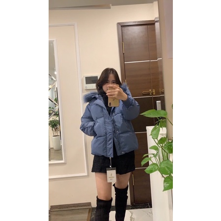 Áo Khoác Phao nữ béo mũ Lông tay gân dáng ngắn lông tháo rời - Tặng kèm áo phông thời trang | BigBuy360 - bigbuy360.vn