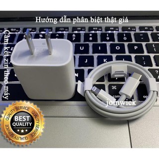 Trọn bộ Sạc nhanh 18W zin Apple PD iPhone 11 Pro Max chính hãng Apple PD Type C to Lightning chân Dẹt chuẩn Mỹ