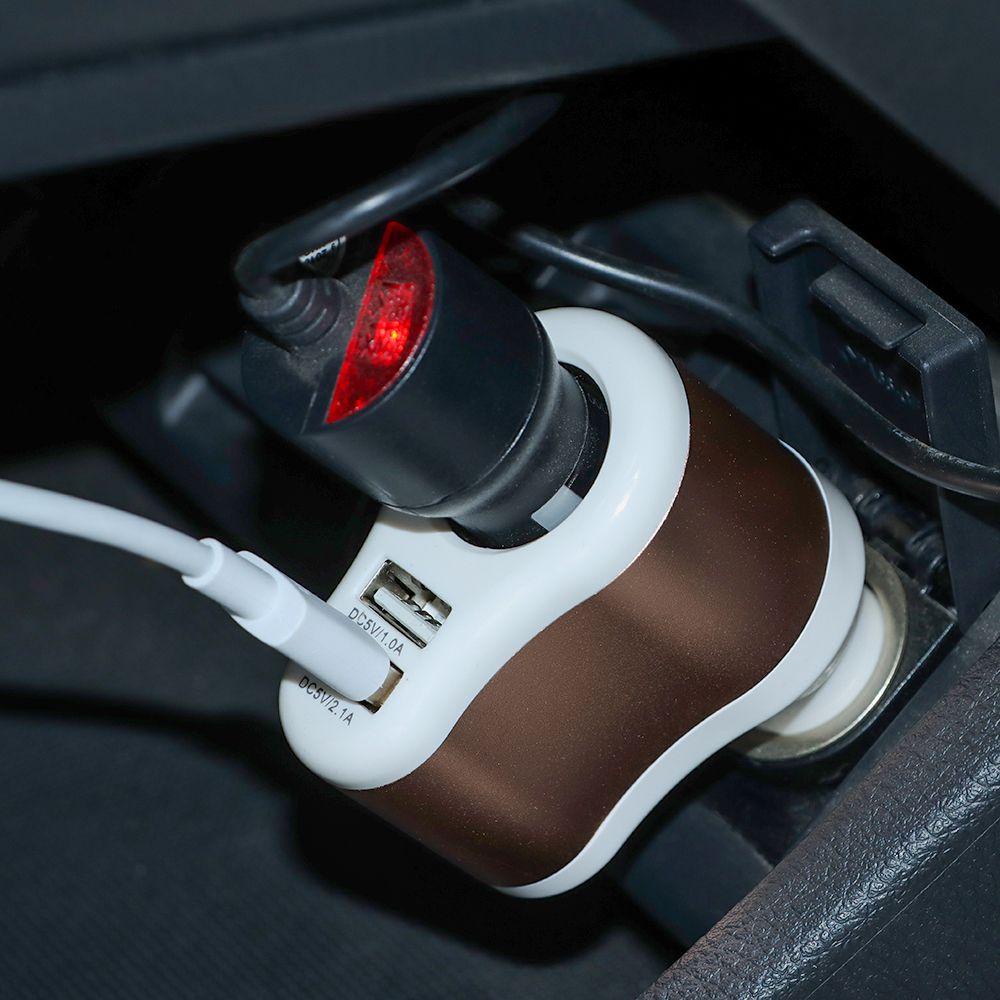 Cục Sạc Xe Hơi Di Động Bằng Nhựa Hai Cổng USB