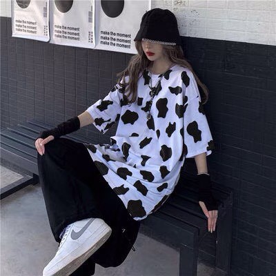Áo thun nam nữ tay lỡ phong cách, áo bò sữa phong cách ,áo phông form rộng A244