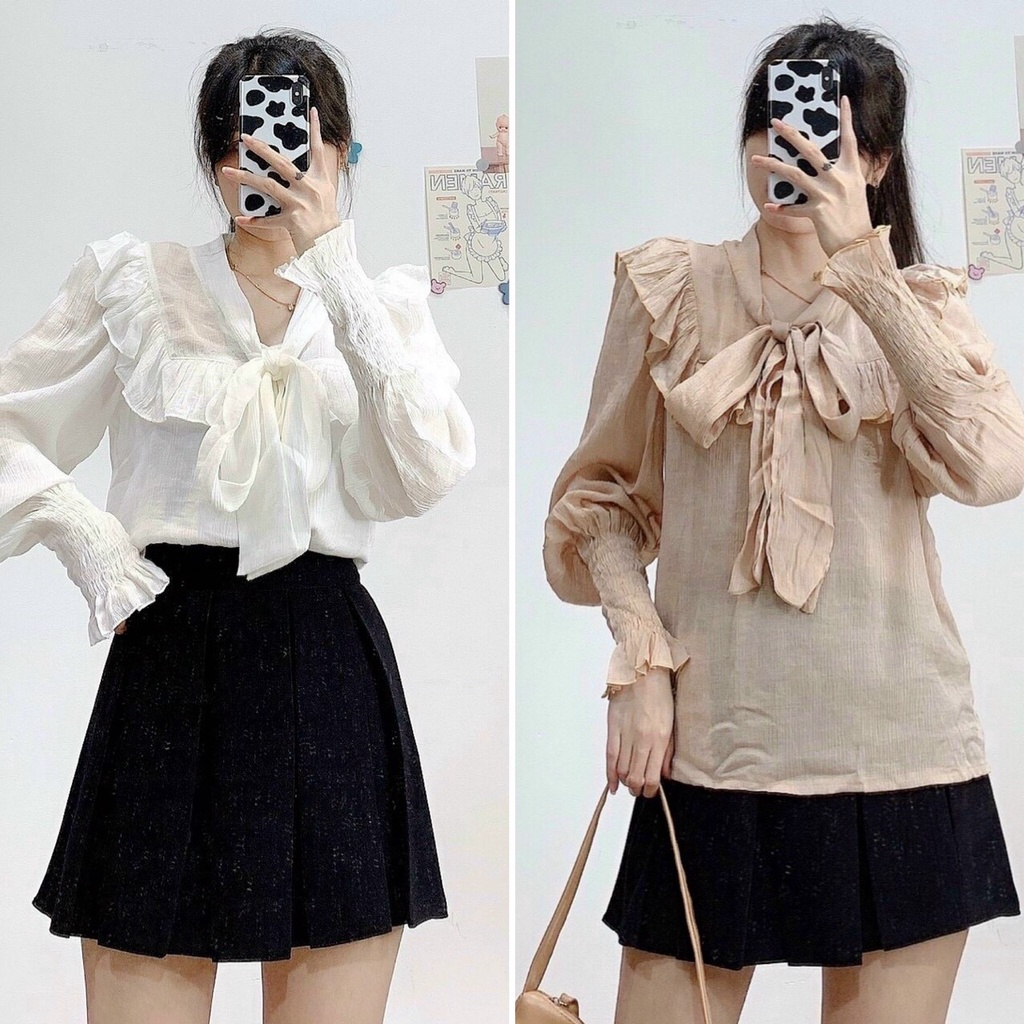 Đầm đũi nơ cổ bèo hợp đi làm đi chơi   KÈM ẢNH THẬT