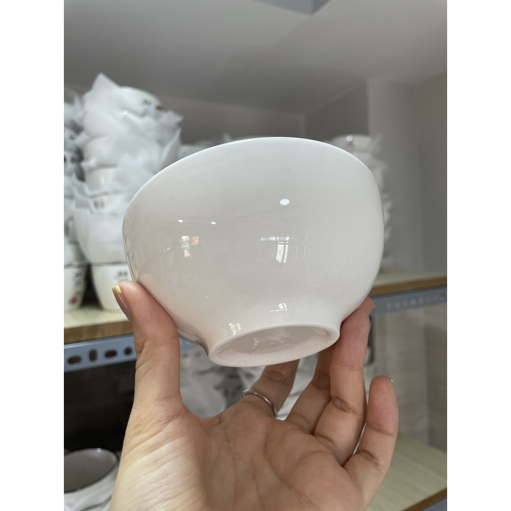BỘ 10 chén ăn cơm bằng gốm sứ full trắng. Bát ăn cơm kich thước 11x6.5cm.